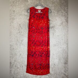 J Marco Galleries Dress Womens Small Red Floral Maxi Sleeveless Side Slits-3145*